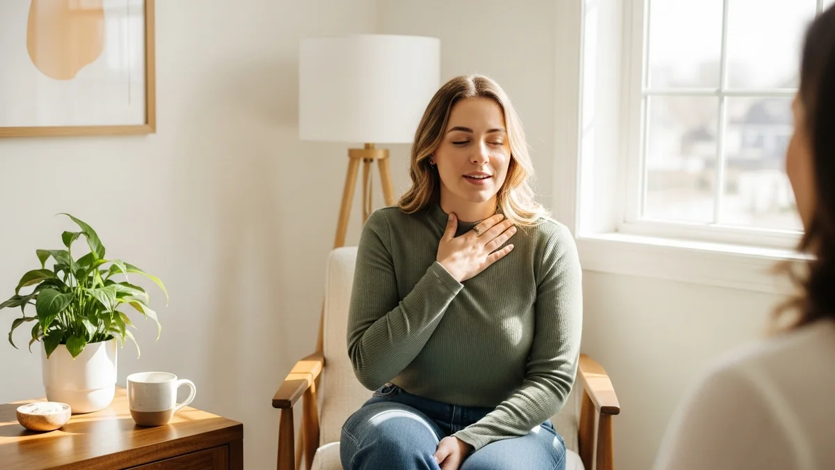 A person finding calm during a therapy session