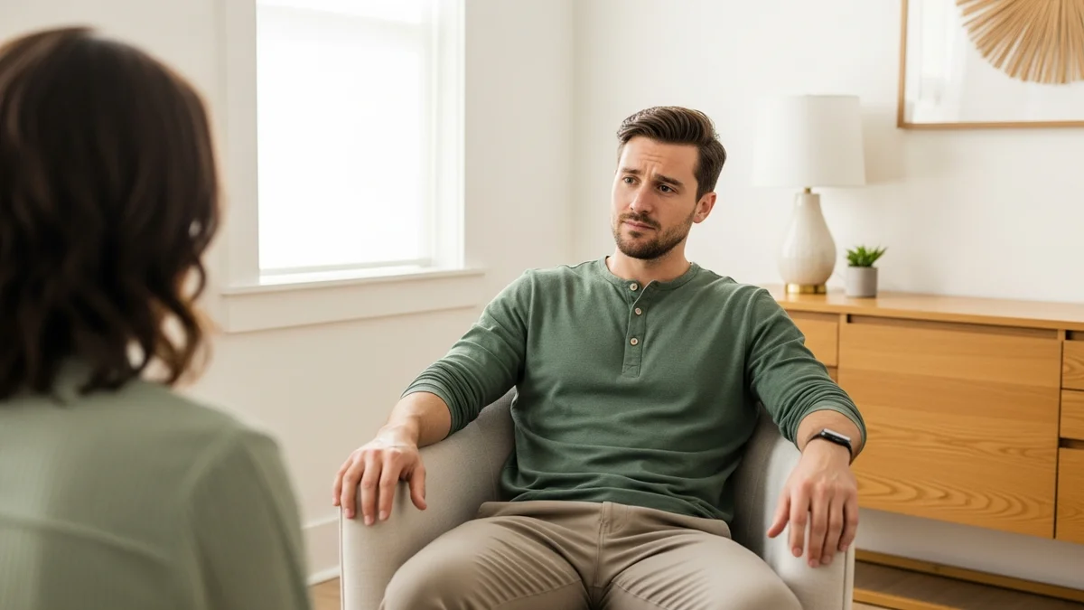 A man in a Christian anger management therapy session