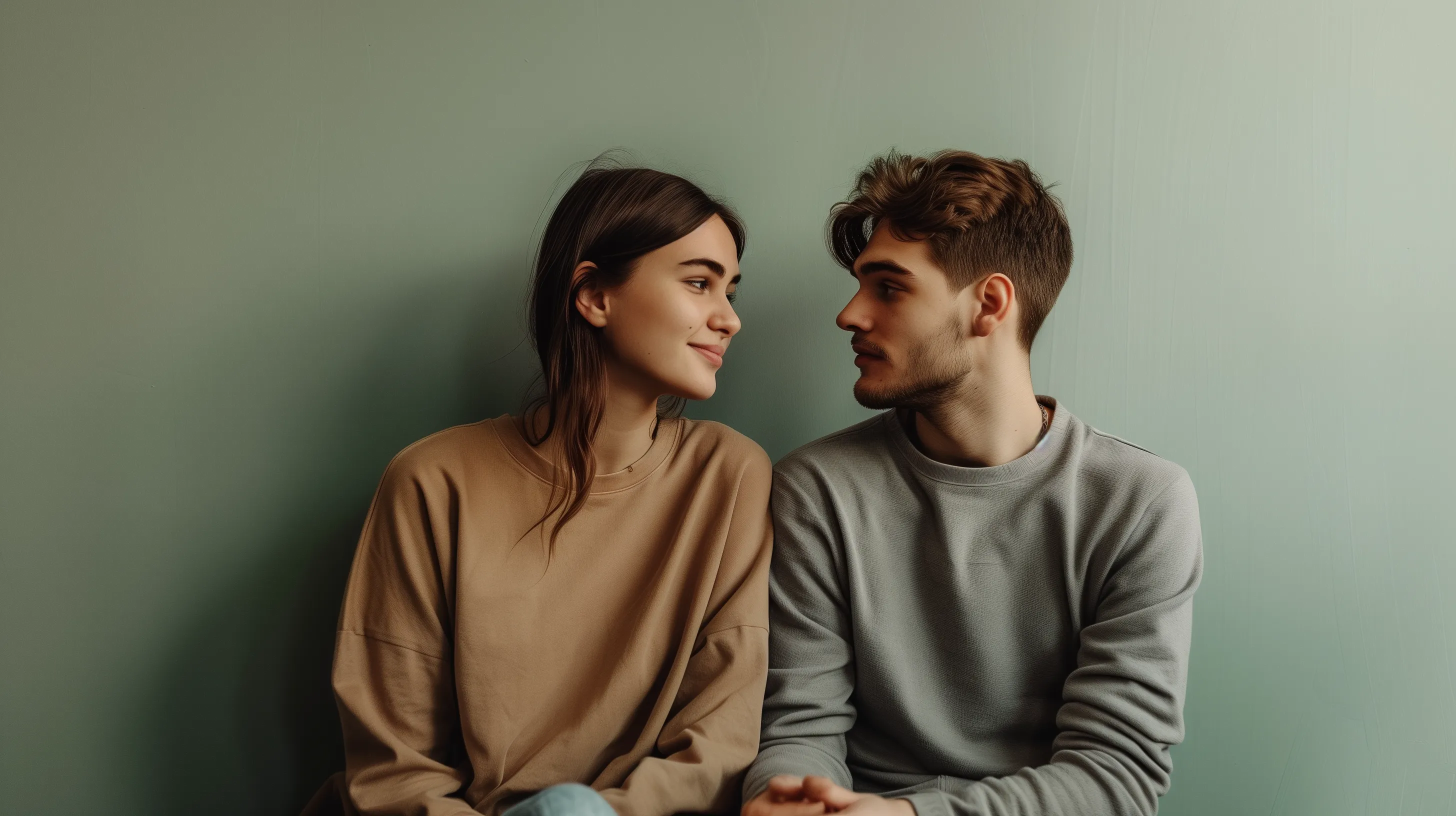 Couple looking at each other with hope